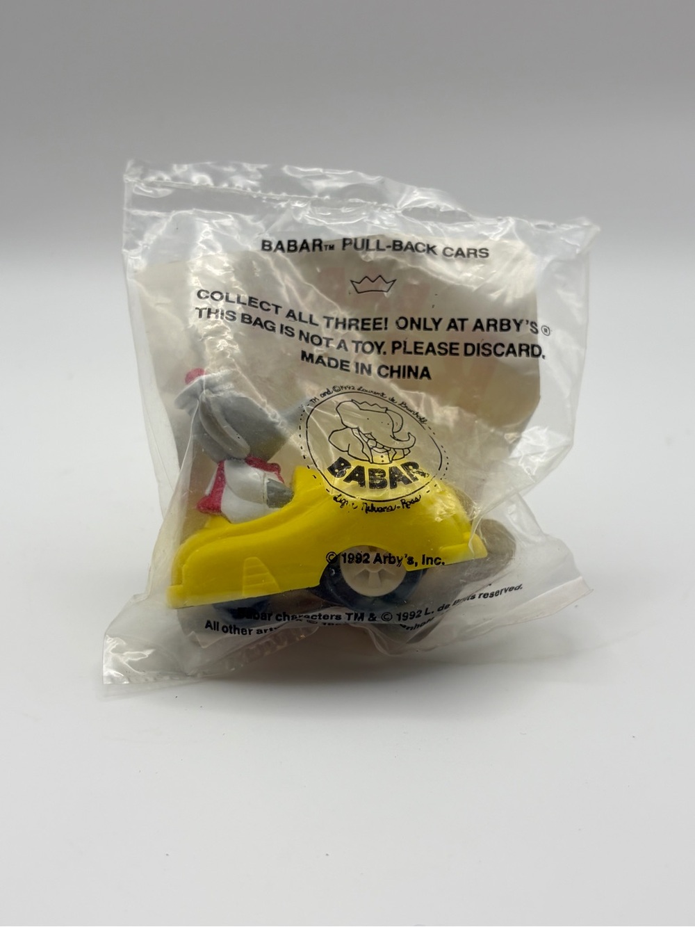 Vintage 1992 Babar Pull-Back Kids Car from Arby’s - NEW in Sealed Original Pkg